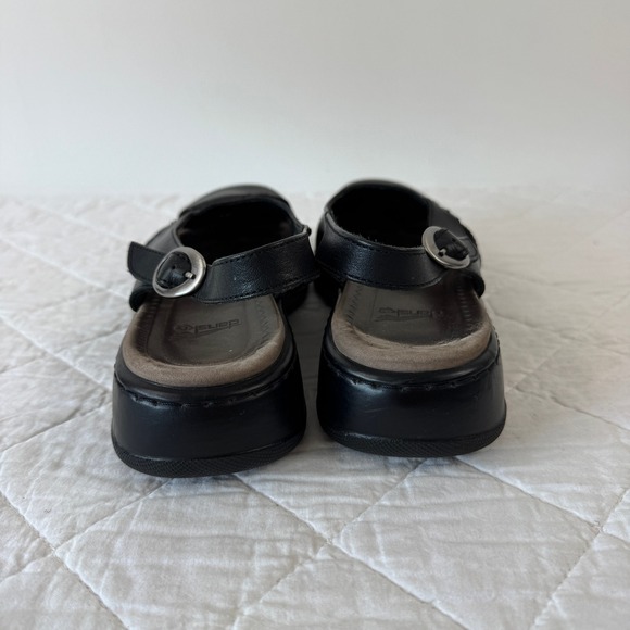 Dansko Black Leather Fisherman Sandals Slingback Platform Clogs Portugal Size 9 - Picture 4 of 10